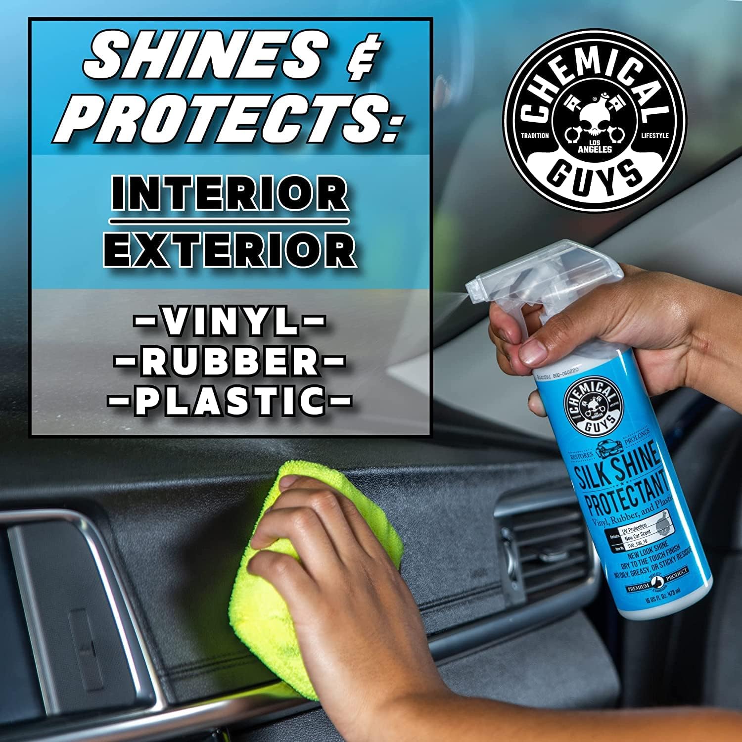Chemical Guys TVD_109_1602 Silk Shine Spray-able Dry-to-The-Touch Dressing and Protectant for Tires, Trim, Vinyl, Plastic and More, Safe for Cars, Trucks, Motorcycles, RVs & More, 16 fl oz (2 Pack)