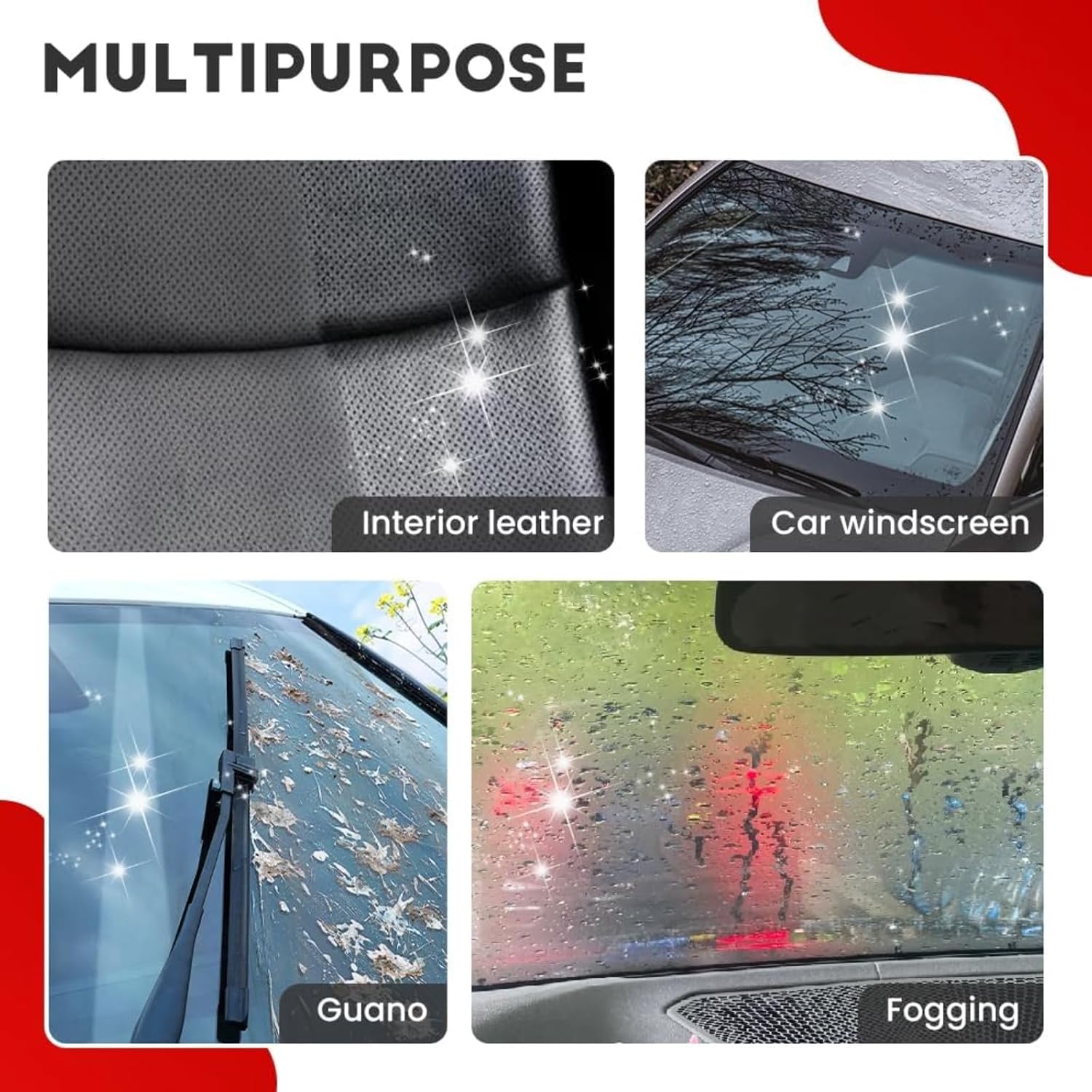 Automotive Oil Film Cleaning Brush – Efficient Car Glass Cleaner Tool for Windshield, Removes Oil Film, Dirt & Smudges, Improves Clarity & Visibility for Safe Driving, Red (1pcs)