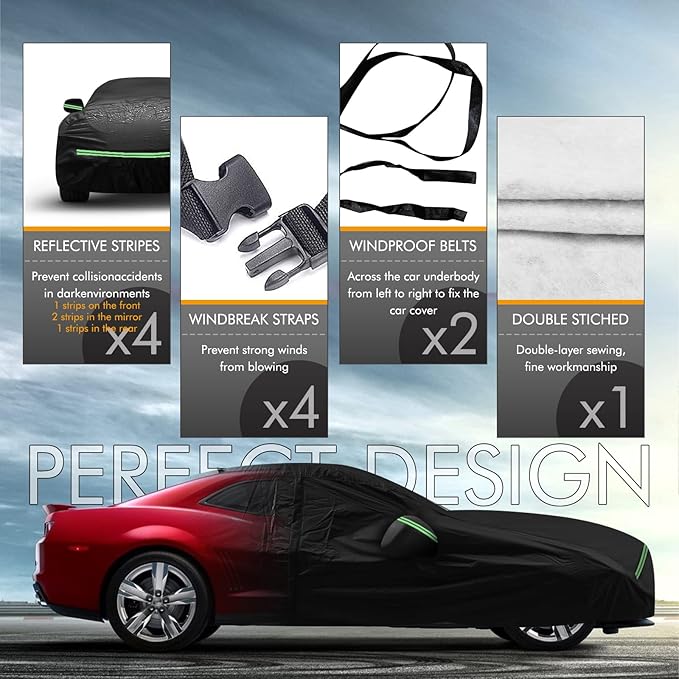 for Chevy Camaro 2010-2022 Car Cover 210D Outdoor Waterproof UV Protection - Image 4