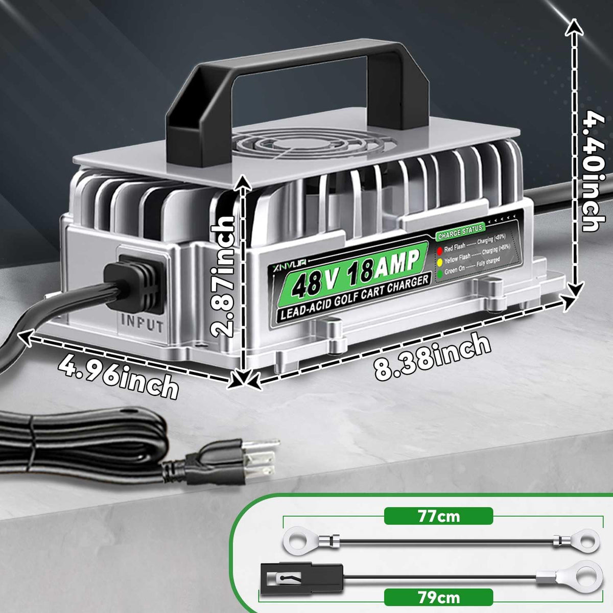 48 volt 18 amp golf cart battery charger on a desk or shelf