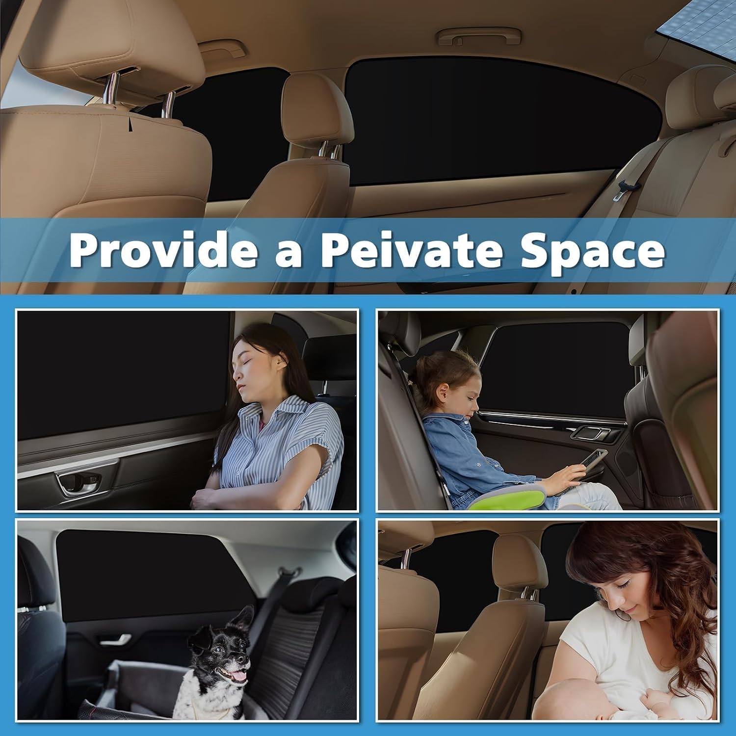 4PSC Car Side Window Shades, for Toyota Sienna 2021-2026 | Magnetic Car Sunshades for Side Windows,UV Protection Mesh, Double Sided Shading Privacy, Does Not Affect Car Windows Lifting