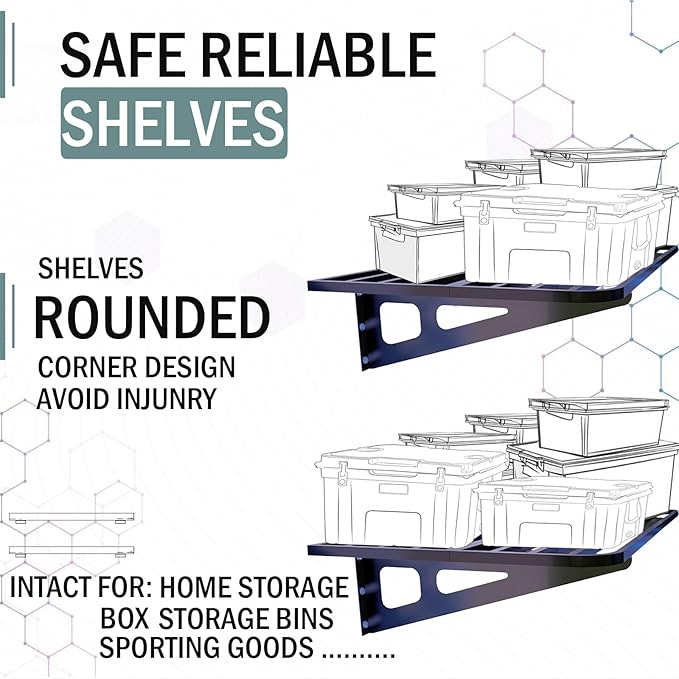 4-Pack 2x4ft Garage Shelving Wall Mounted, 4 ShelfTotal 16 ft Garage Wall - Image 4