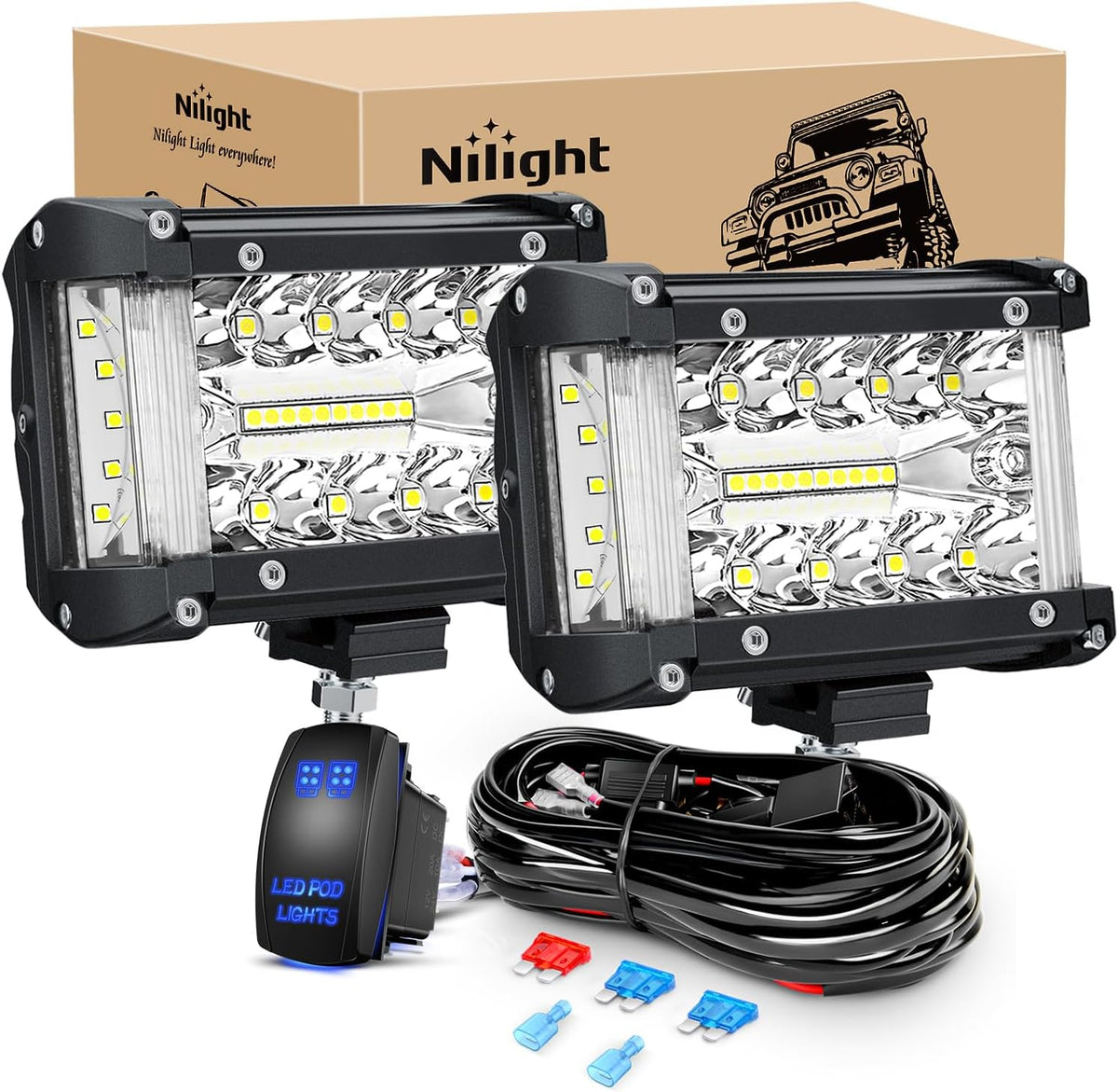 nilight side shooter led lights 2pcs 4.3 inch, main product view