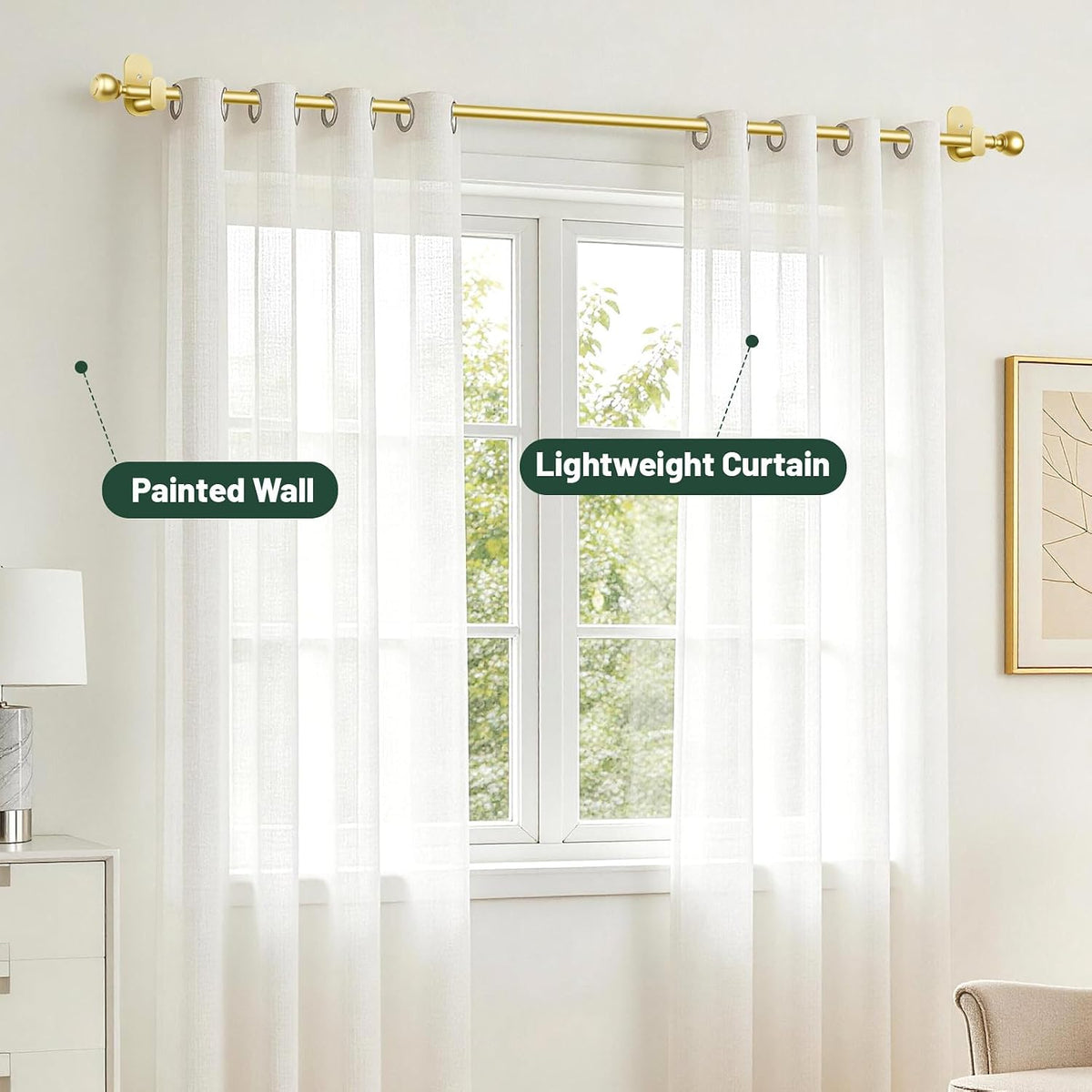 usfook gold no drill curtain rods for windows shown in use