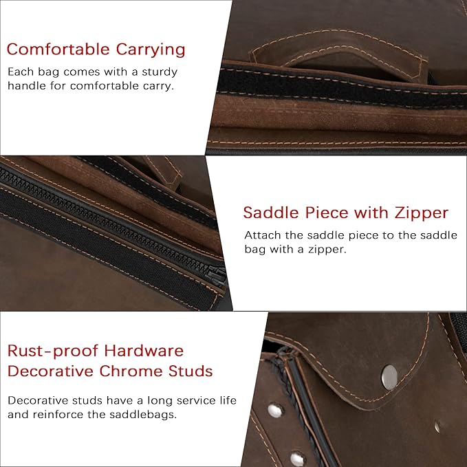 Dream Apparel Naked Cowhide Leather Motorcycle Saddle Bags Throw Over Saddlebags - Image 5