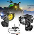 Kewig Motorcycle Auxiliary LED Fog Light 60W Amber Spotlight Lights | Motorcycle Driving Light Kit with Amber Breathing DRL, Dual Color LED Light Pod Off-road Work Light for Motorcycle Jeep Truck