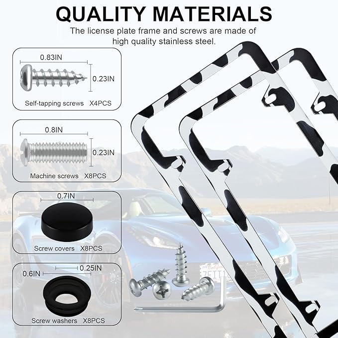 LivTee 4 Holes Stainless Steel License Plate Frames, Automotive Exterior - Image 4