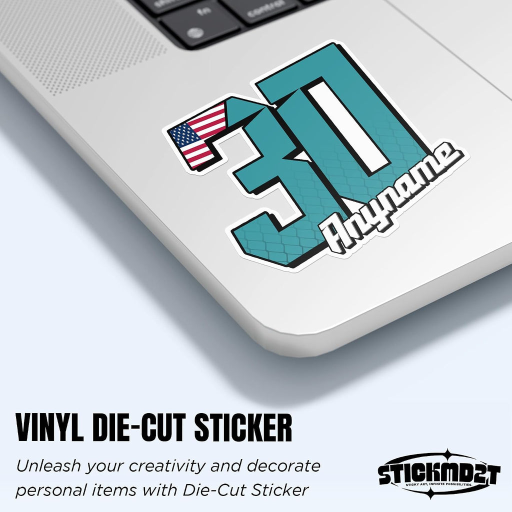 (New Update) Custom Race Number Sticker, Personalized Racing Name Number with National Flag Car Decal Waterproof Die-Cut Vinyl Stickers for Dirt Bike Plate BMX Car Decor Motorcycle Bike Motors RC