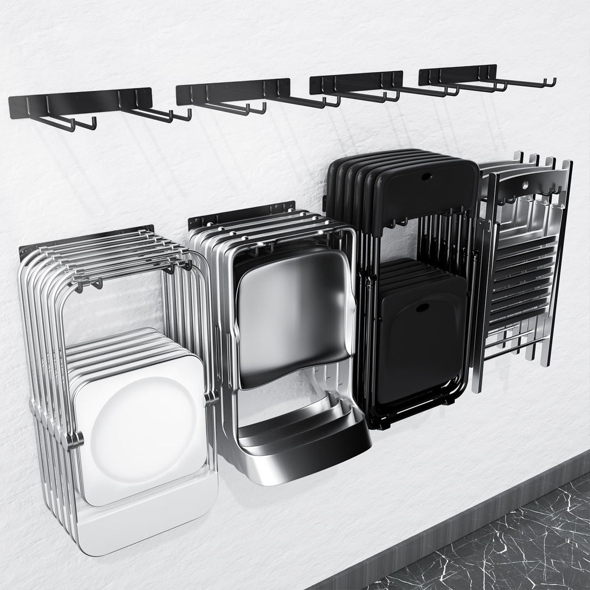 Folding Chair Storage Rack Wall Mount, Garden Tool Hanger