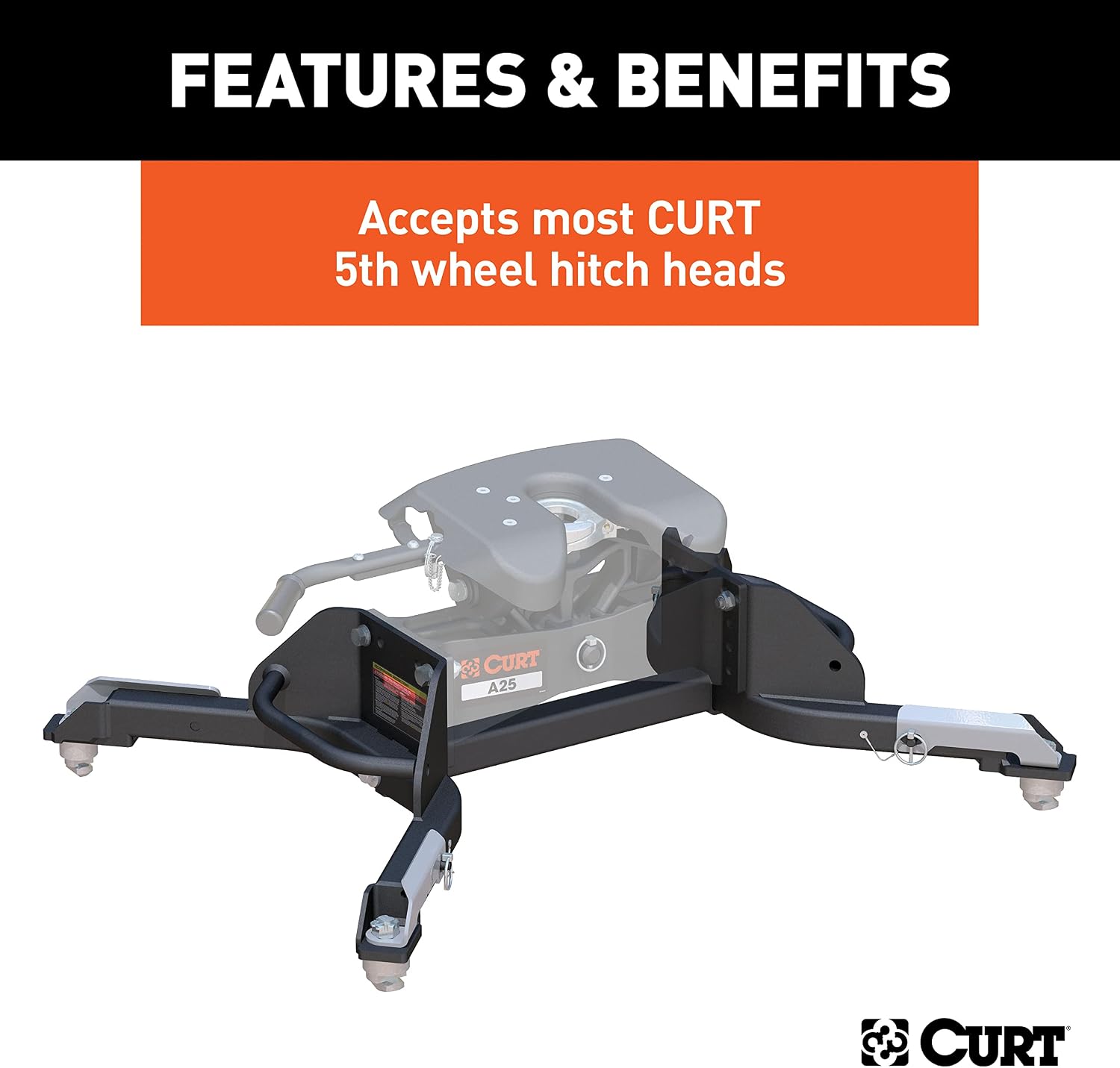 CURT 16021 Replacement Ram 2500, 3500 Puck System 5th Wheel Legs, 25,000 lbs, Hitch Head Required