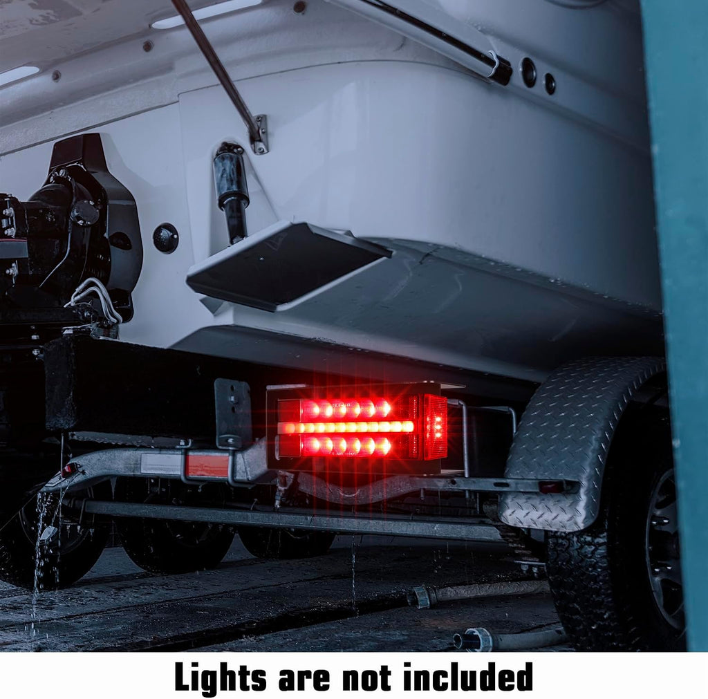 LINKITOM Rectangular Trailer Tail Light Mounting Box & License Plate Bracket, Left Right Guard Cover for Trailers Over 80" Boat Truck Marine Camper RV, Black Powder Coated Heavy Duty Steel