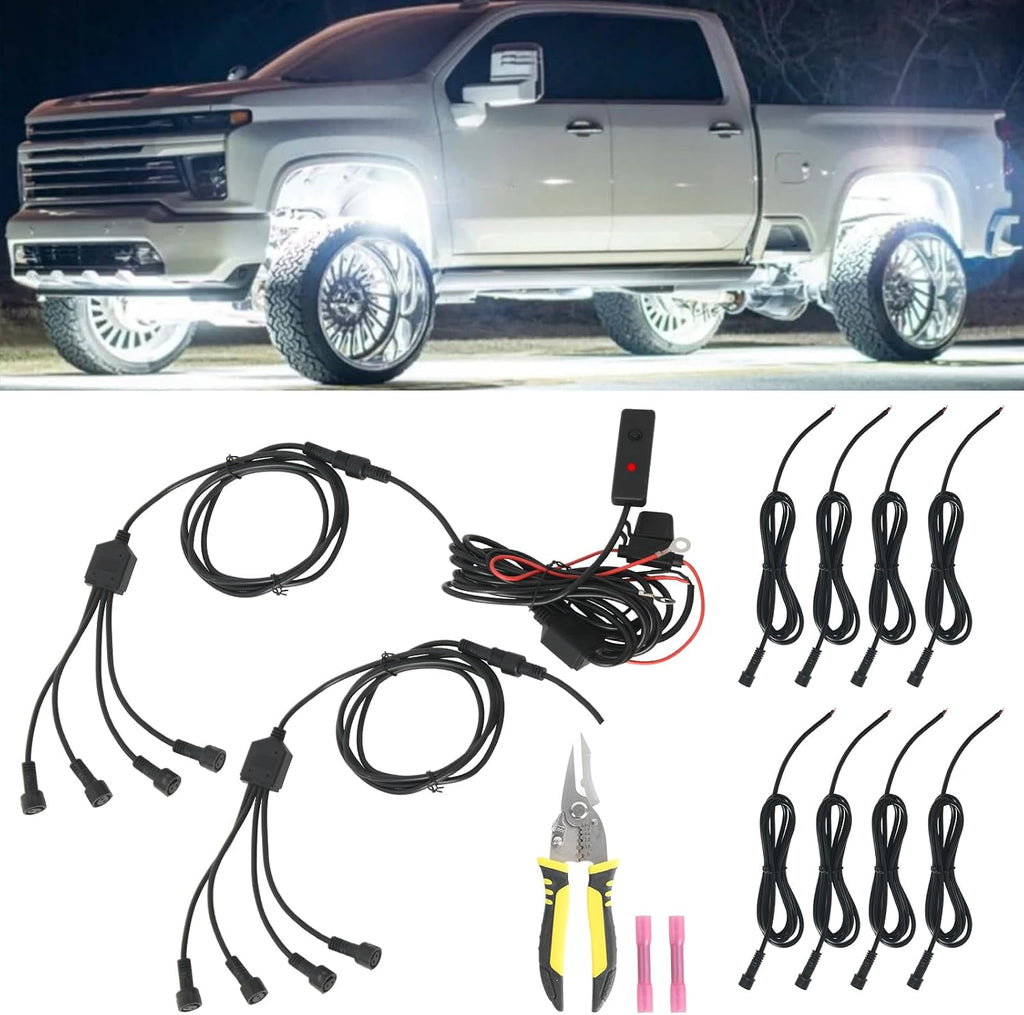 12pods Rock Lights Wiring Harness with Switch 20 AWG Waterproof Connector for Car, Off Road, UTV, ATV, Boat, Rv, Trucks, Pickup, RZR,Automotive Rock Work Light Wiring Harness