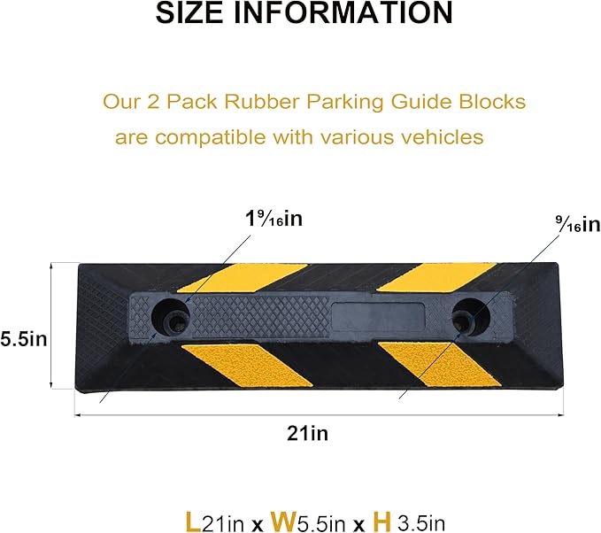 OrangeStar 21" Rubber Parking Curbs, Heavy Duty Garage Floor Wheel Stopper - Image 6