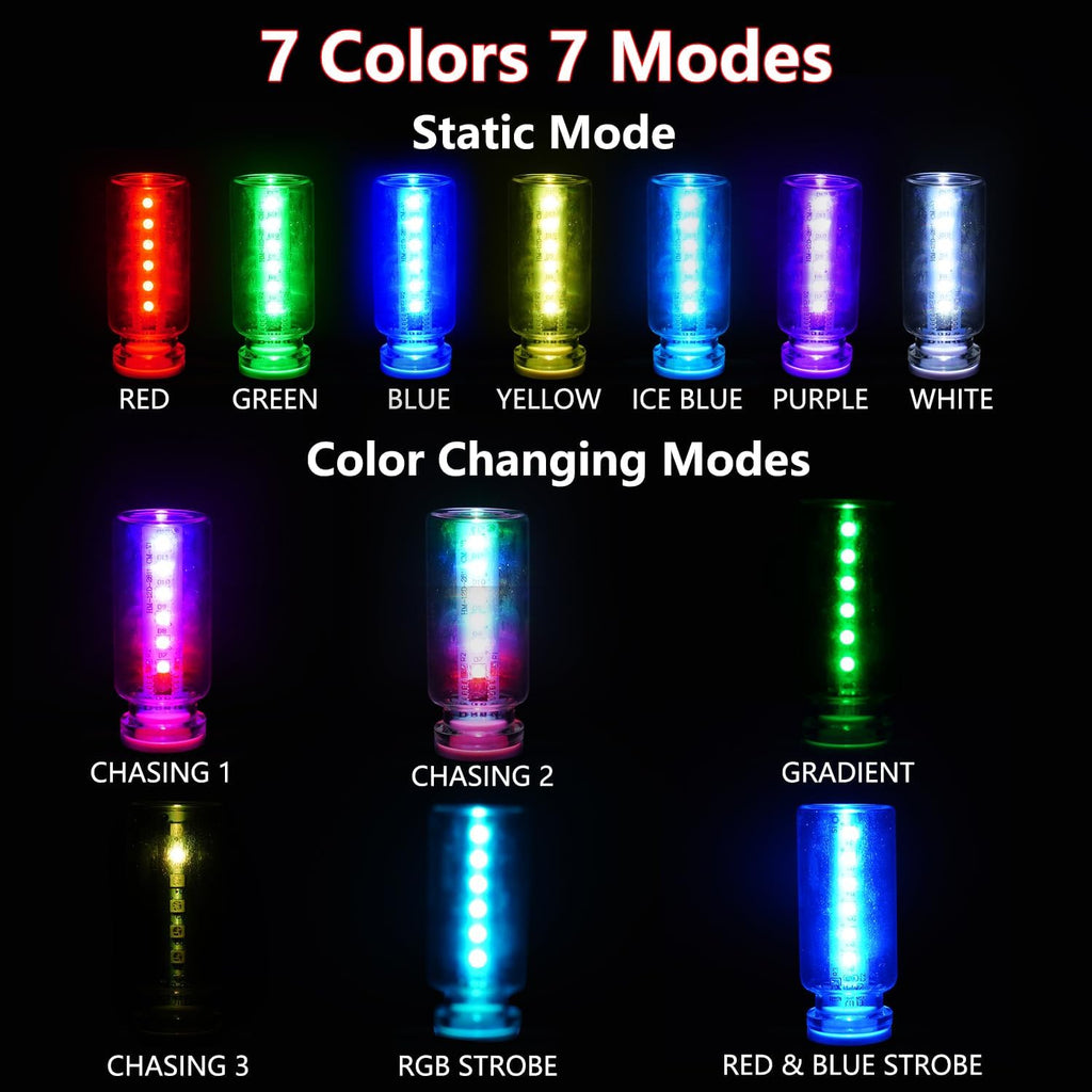Car USB RGB Led Light Bulb Plug In, Touch Control, Memory Function, 2 Pcs | 7 Colors 7 Modes, 5V Color Changing Glass Light Bulb, for Car Truck Interior Decor