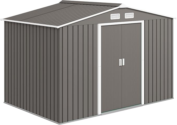 Outsunny 9' x 6' Outdoor Storage Shed, Garden Tool Metal Shed - Image 9