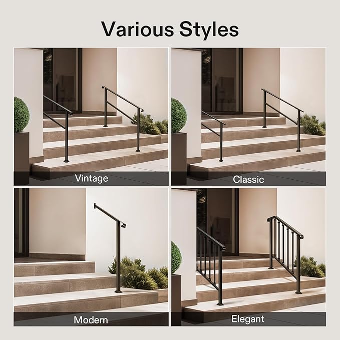 VIVOSUN 2-Pack Outdoor Handrail, 4 Step Stair Handrail, Wrought Mattle Iron - Image 7