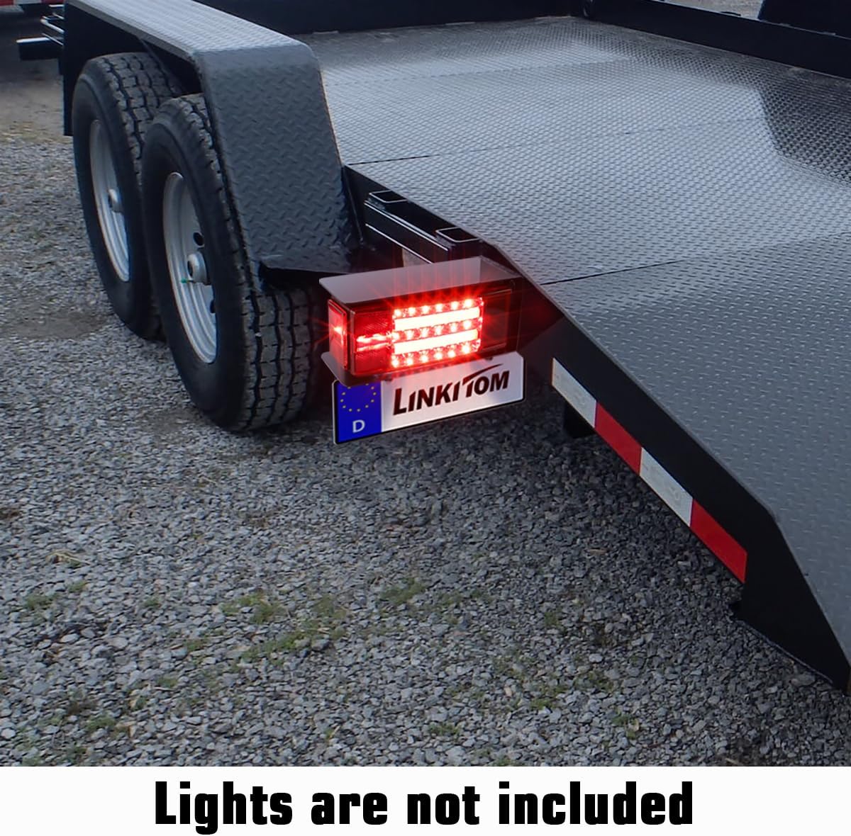 LINKITOM Rectangular Trailer Tail Light Mounting Box & License Plate Bracket, Left Right Guard Cover for Trailers Over 80" Boat Truck Marine Camper RV, Black Powder Coated Heavy Duty Steel