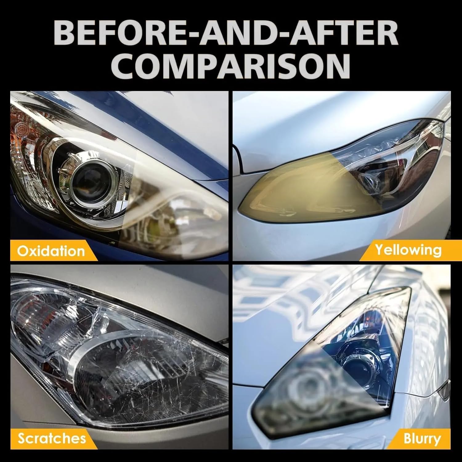 QIFOR Automotive Headlight Restoration kit - 6.76 fl oz | oxidized and yellowed automotive headlamps, blurring enhanced crystalline coating refurbisher