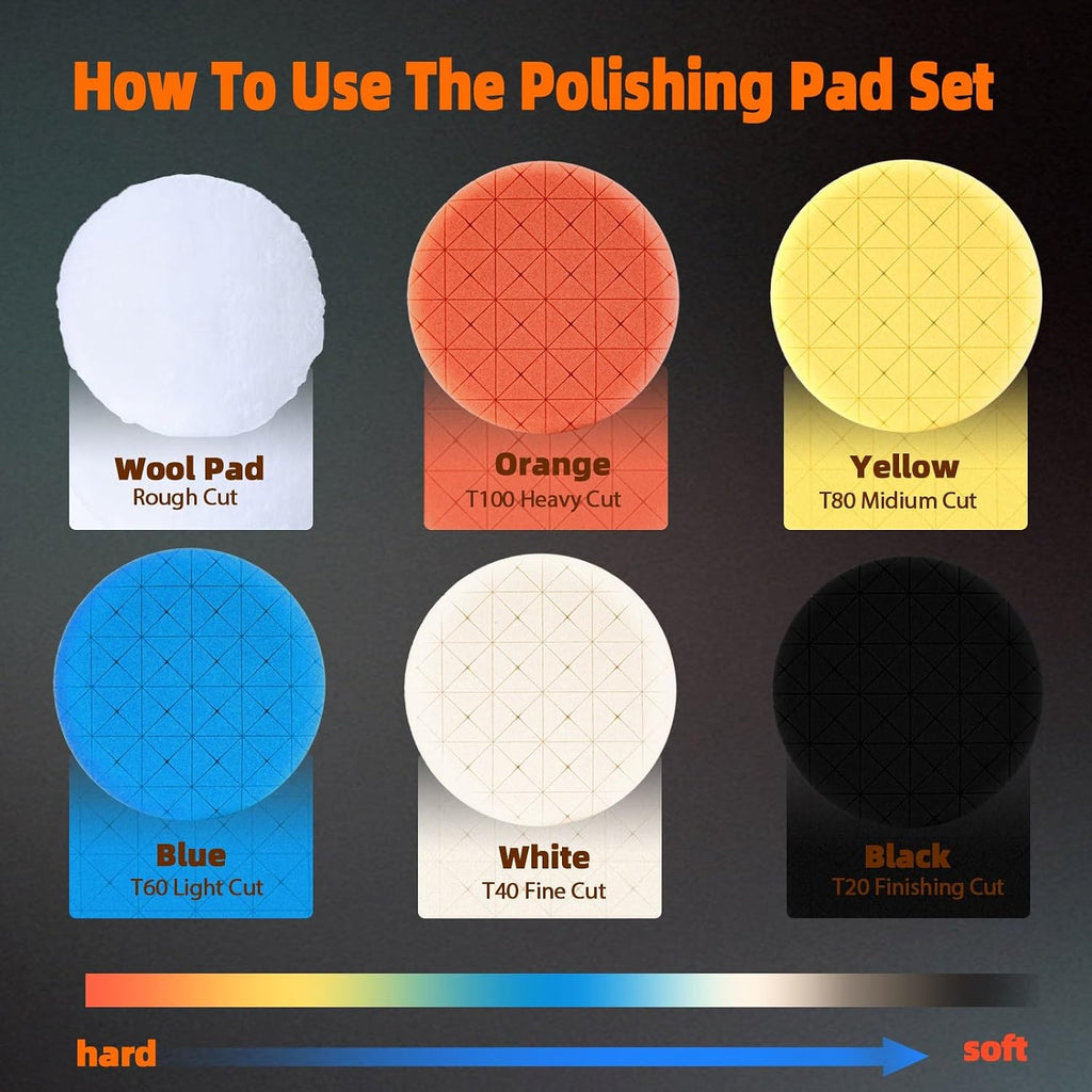6Pcs 6 Inch Buffing Polishing Pads and Wool Pad | Buffing Sponge Pads Cutting Polishing Pads Kit for Car Buffer Polisher, Polishing and Waxing