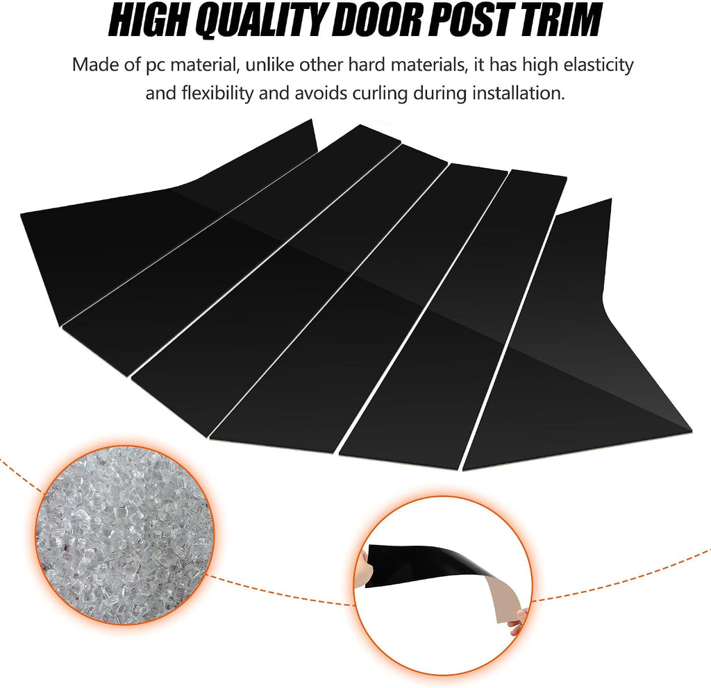 BASIKER Fit for 11th Gen Honda Civic Sedan 2022-2025 Pillar Post Trim Kit, Door Window B Pillar Glossy Black Cover, Strong Toughness PC Material