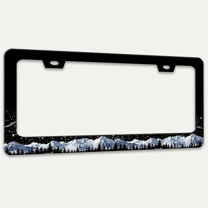 Snow Mountains License Plate Frame Starry Sky Mountain Forest License Plate - Image 7