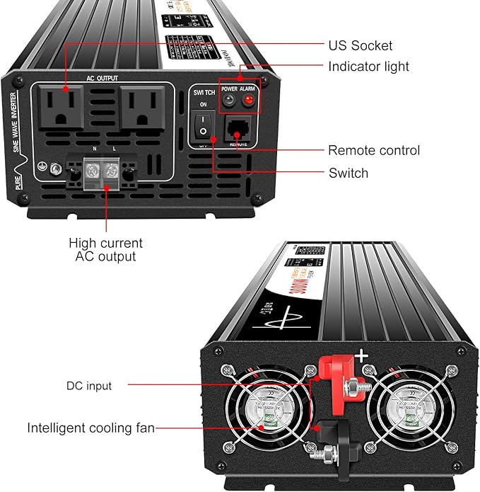 DC 12v AC 120V 60HZ Pure sine Wave 3000w Solar Power Inverter - Image 3