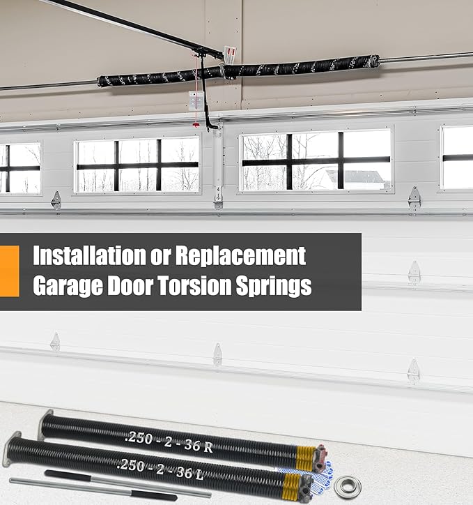 Garage Door Torsion Springs Set, Pair of 2" ID Electrophoresis Coated Garage - Image 7