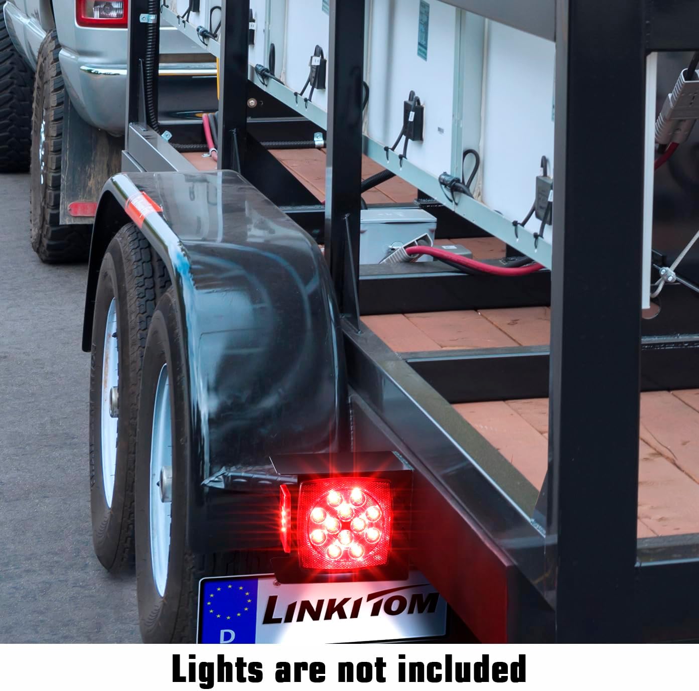 LINKITOM Square Trailer Tail Light Mounting Box & License Plate Bracket, Heavy Duty Steel Guard Cover for Trailers Under 80" Boat Truck Marine Camper RV