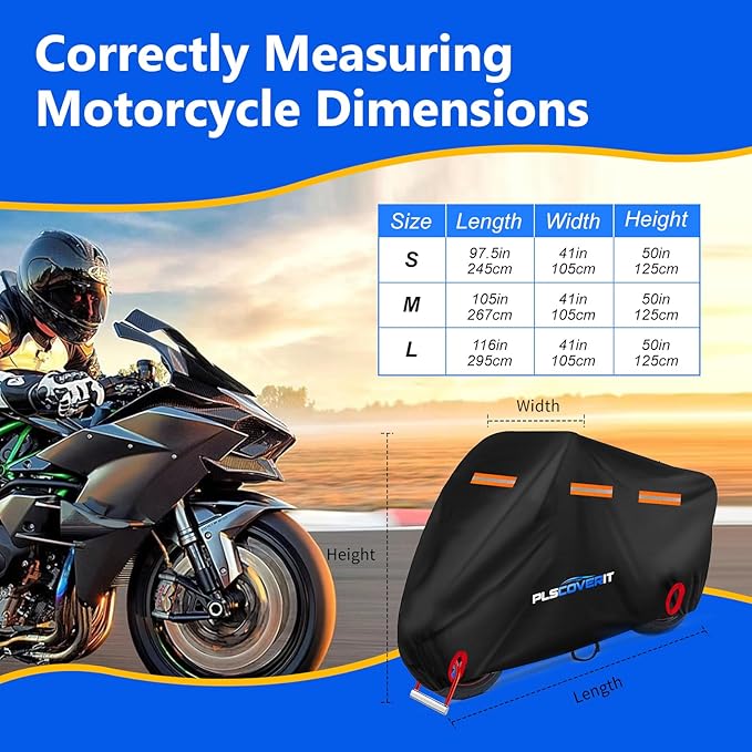 Motorcycle Cover, 600D Heavy Duty Waterproof Motorbike Cover, Dustproof - Image 7