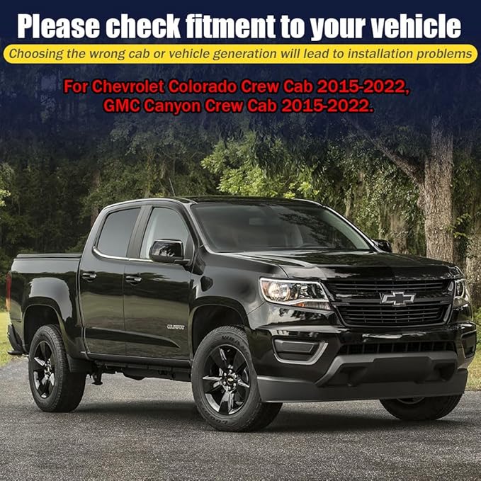 Rain Guards for Chevrolet Colorado/GMC Canyon Crew Cab 2015-2022, Tape-on Side - Image 6