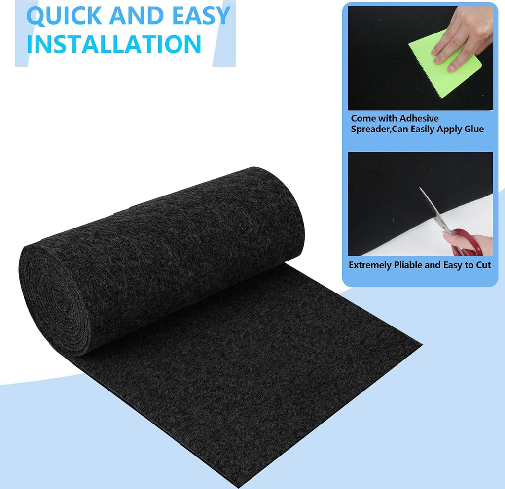 Boat Trailer Bunk Carpet, 13ft X 24inch Wide Marine Carpet for Boats Replacement, 8mm Thick Marine Grade Padding for Covering Boat Trailers,Jet Ski Ramps,Boat Lift Bunks or Runners - Black