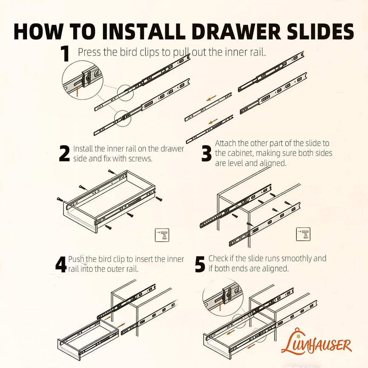 2 pair side‑mount 3‑section full extension soft‑close drawer, side view