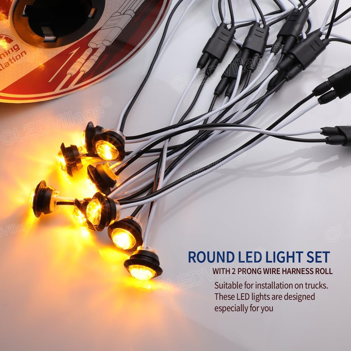 3/4 inch side marker smoked lens amber light showing dimensions