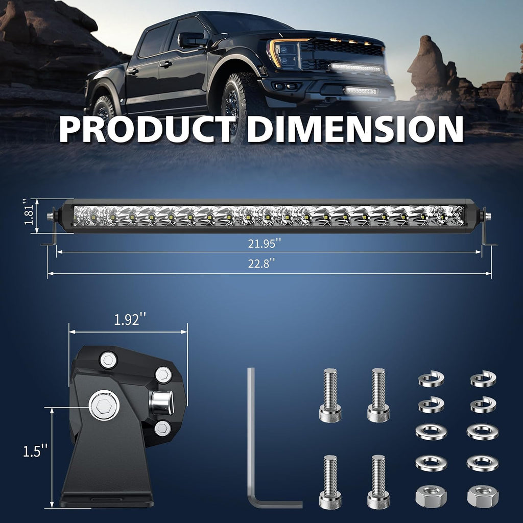 4wdking slim led light bar 22 inch spot, package contents