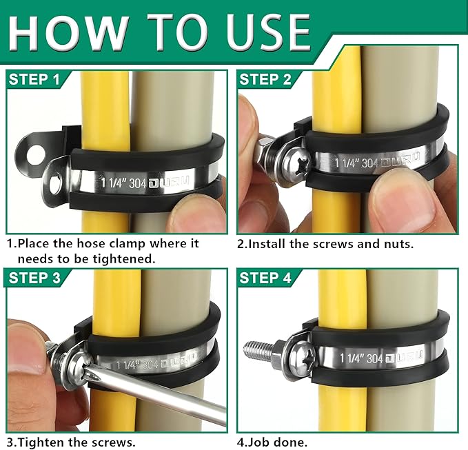 20pcs 5/8 Inch Stainless Steel Cable Clamps, Rubber Coated Cushioned Insulated - Image 3