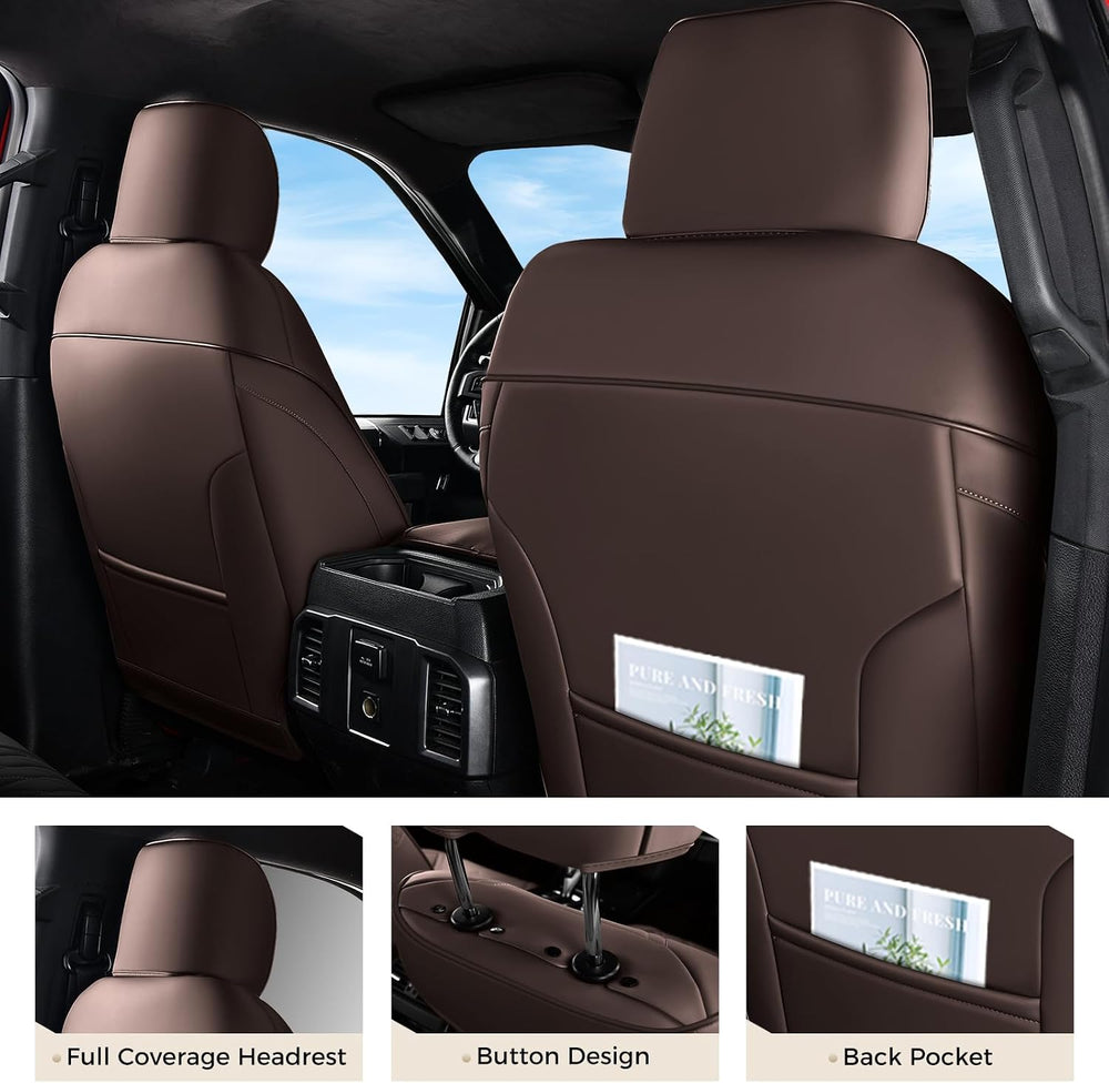 Coverado Premium Leather Full Set Seat Covers Waterproof Heavy-Duty Protector...