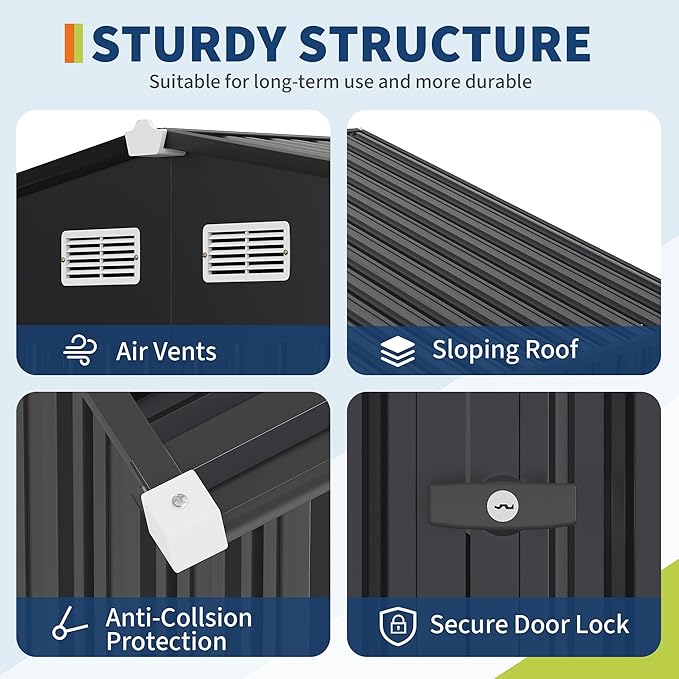 8x10 FT Metal Storage Sheds Outdoor - Image 5