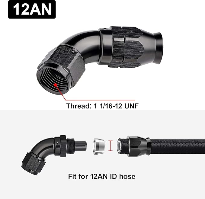 EVIL ENERGY 12AN 60 Degree PTFE One Piece Full Flow End Hose Fitting Aluminum - Image 4