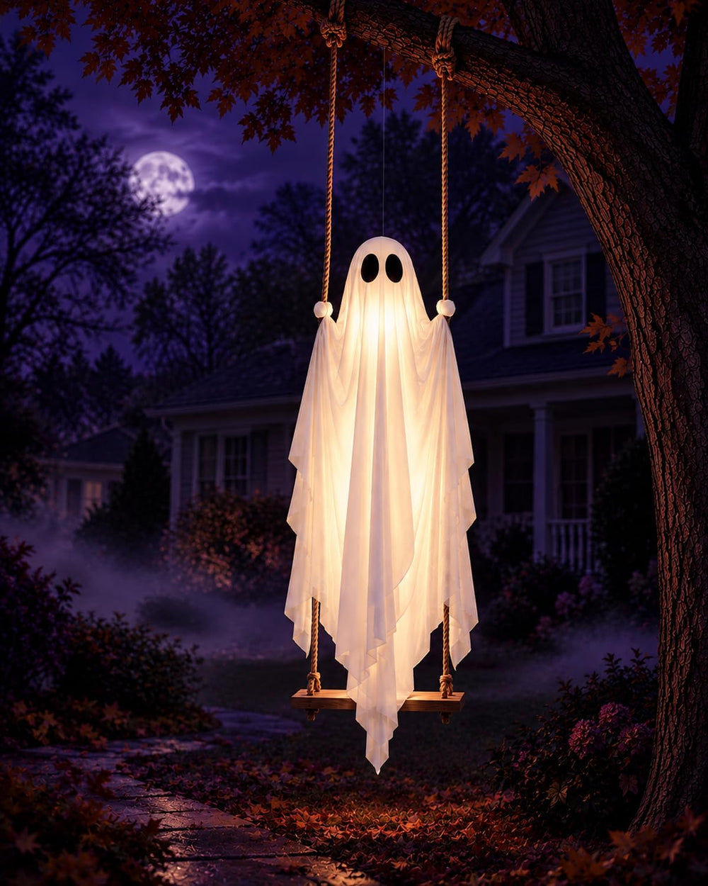 Halloween Decorations Outdoor, 4.5 FT Large Hanging Swinging Ghost Decor