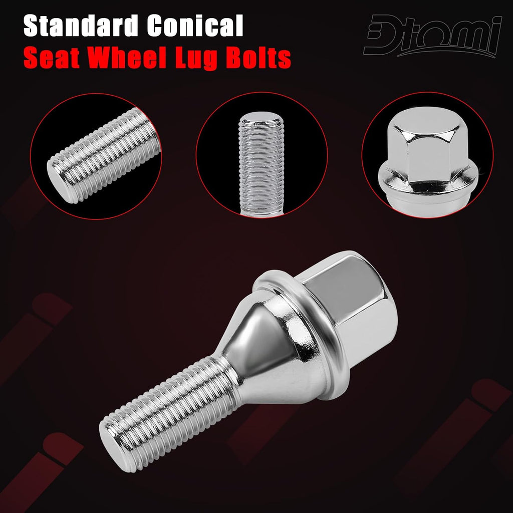 Wheel Lug Bolt M12x1.25 Wheel Studs Compatible with Jeep Dodge Chrysler Ram Cherokee Vehicle 200 2015-2017 Renegade 2014-2022 Dart 2013-2016 Compass 2018-2022 Replace# 6509933AA, 611-005 (20pcs)