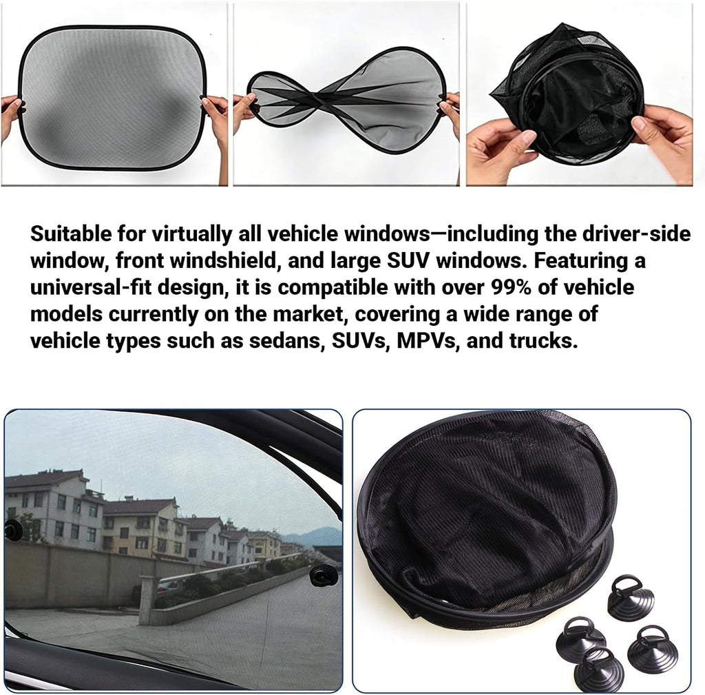 2 PCS Car Window Shade, 25.5 x 14.9 Inch Mesh Sunshade with Suction Cups for Side Windows, Glare and UV Rays Protection, Baby Side Window Car Sun Shades, Universal for Most Car, Truck, SUV