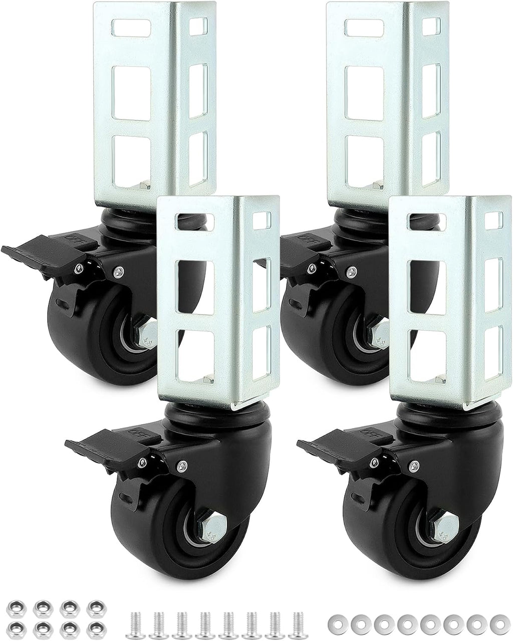 qwork 3" pu caster wheels for 2"x2" boltless, main product view