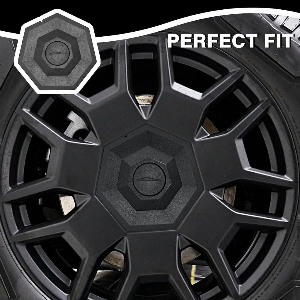 BestEvMod Upgrade 4PCS Full Coverage Wheel Center Hub Caps Cover Compatible with Tesla Cybertruck 2026 2025 2024 Accessories Removable Hub Center Fit All Terrain Tires ONLY NOT Fit Core Wheels (V2)