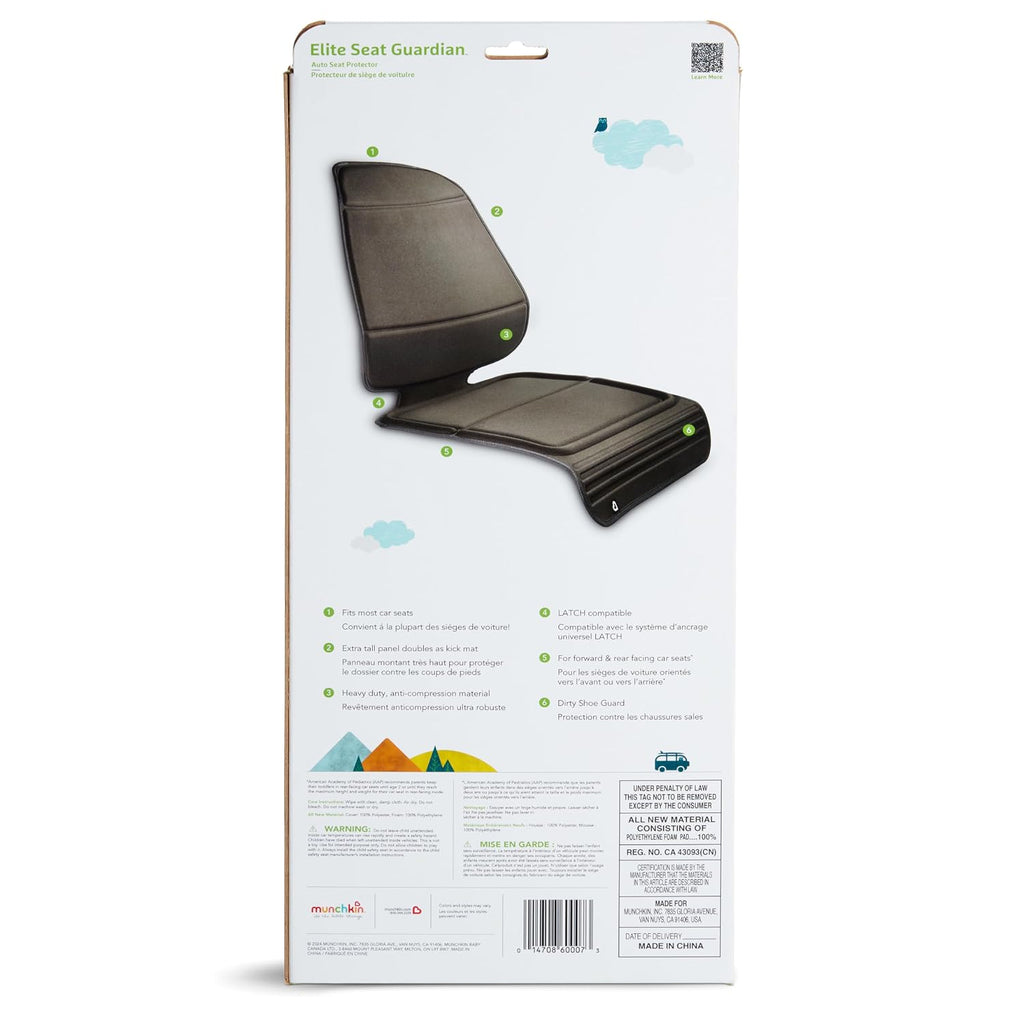 munchkin elite seat guardian car seat protector, dark, package contents