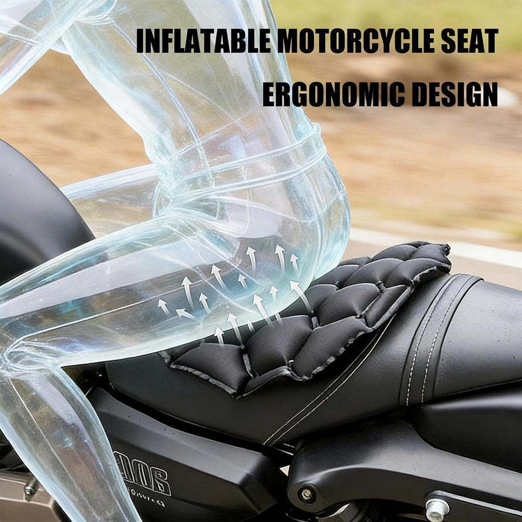 Motorcycle Air Cushions Seat Pad with TPU and Fabric Inflatable Seat Cover for Shock Absorption & Cooling Comfort