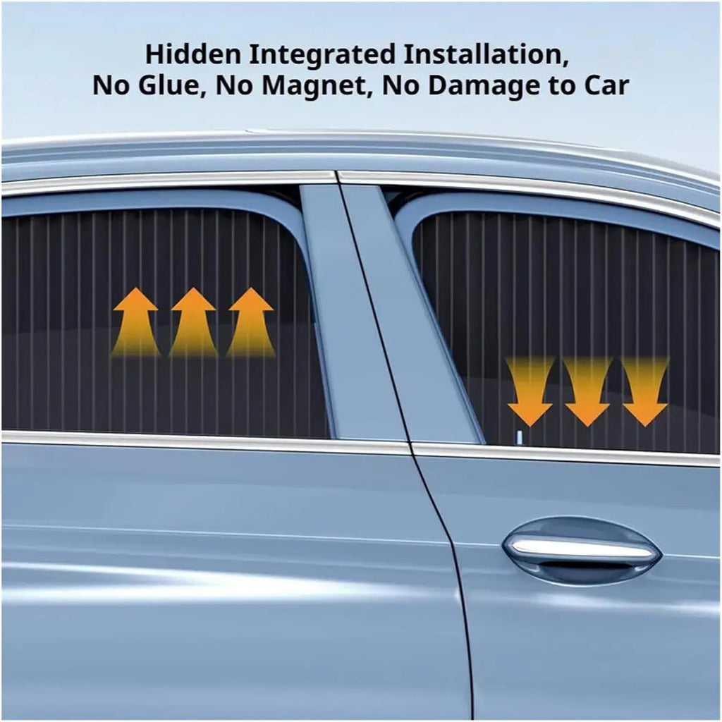 Embedded Sliding Rail Car Side Window Curtain Retractable Privacy Sunshade | Slide Rail Structure Supports Free Stretch Two Color Options Elevate Interior Private Space Experien(2pcs black)