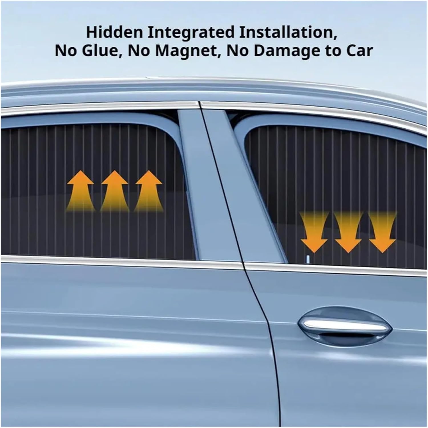 Embedded Sliding Rail Car Side Window Curtain Retractable Privacy Sunshade | Slide Rail Structure Supports Free Stretch Two Color Options Elevate Interior Private Space Experien(2pcs black)