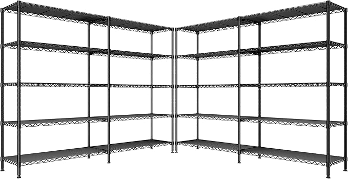 REIBII 5-Tier Heavy Duty Metal Wire Shelves, Industrial Style, 61.7"W x 72.4"H by REIBII