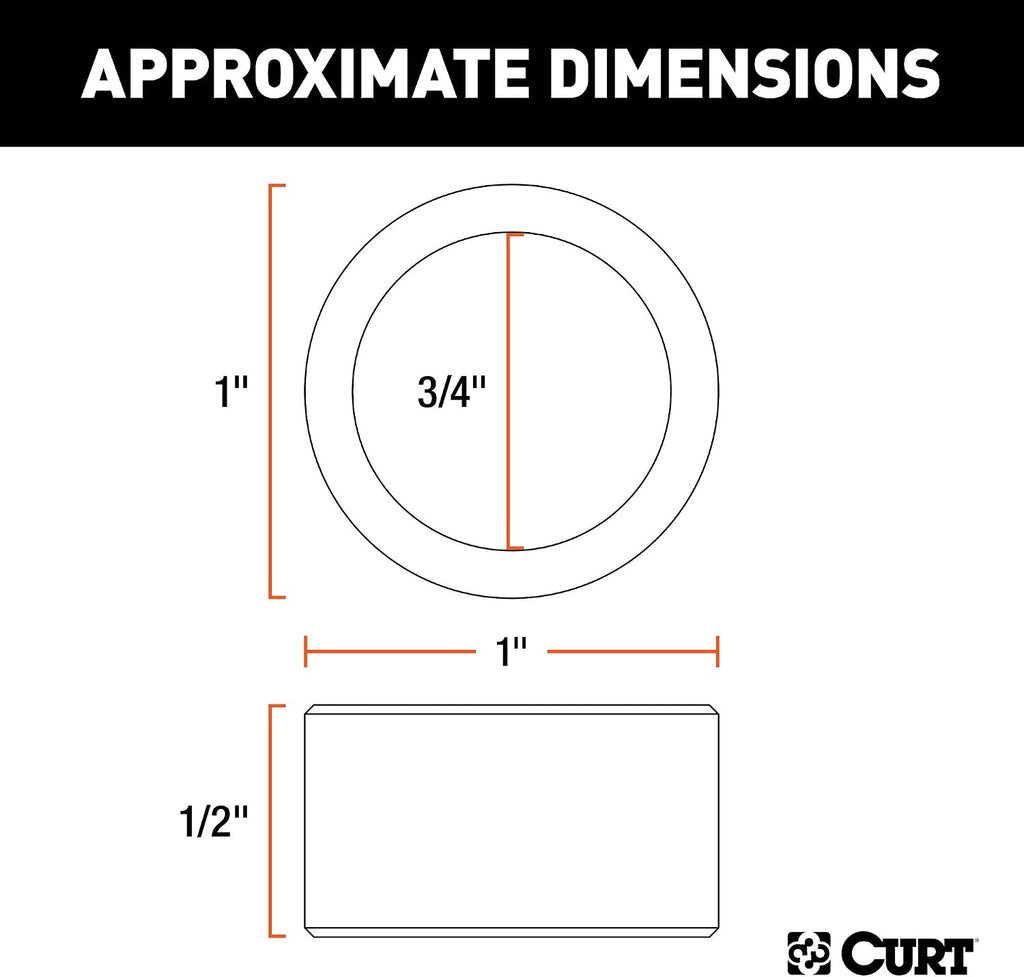 CURT 21100 Trailer Hitch Ball Hole Reducer Bushing, Reduces 1-Inch Diameter to 3/4-Inch Stem