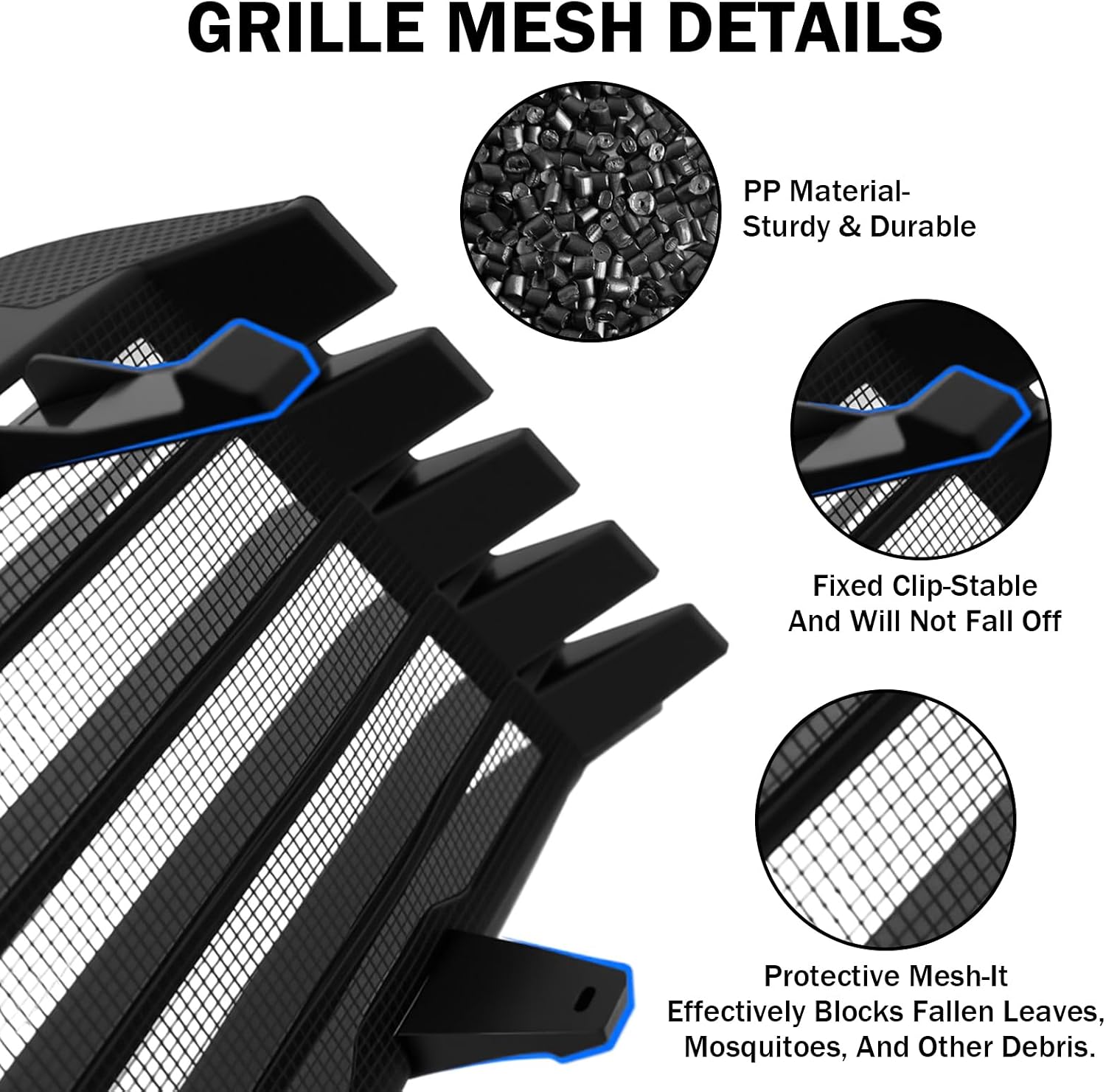 Front Grille Mesh Inserts for Tesla Model Y Juniper 2026(NOT for Standard/Performance), Lower Bumper Grill Guard, ABS Protective Mesh Cover, Prevent Debris & Rocks, Easy Snap-On Installation